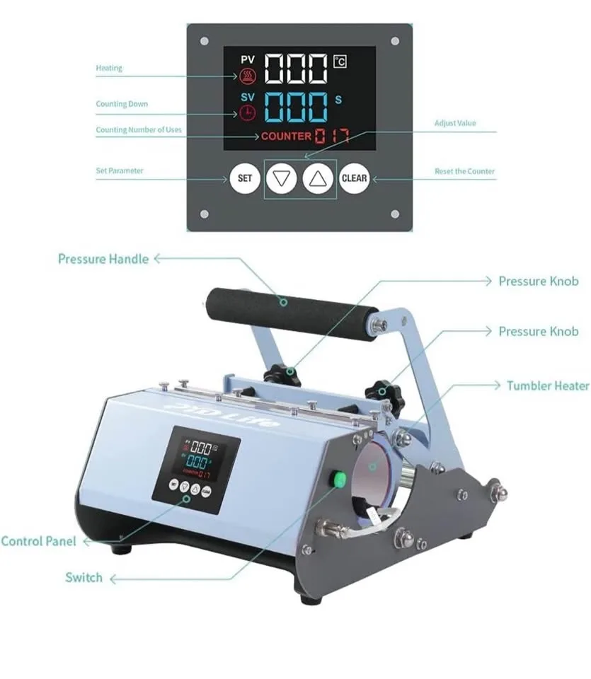 PYD Life 110V Blue Mug & Tumbler Heat Press – Fits 11–30 OZ image indicator(3)