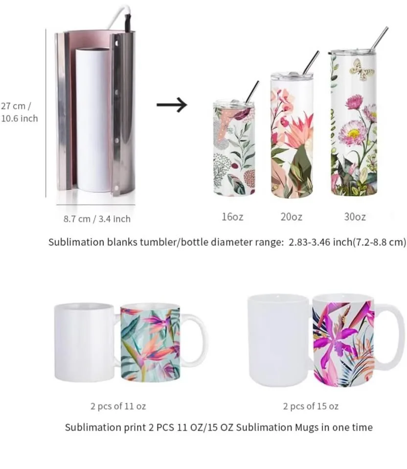 PYD Life 110V Blue Mug & Tumbler Heat Press – Fits 11–30 OZ image indicator(5)