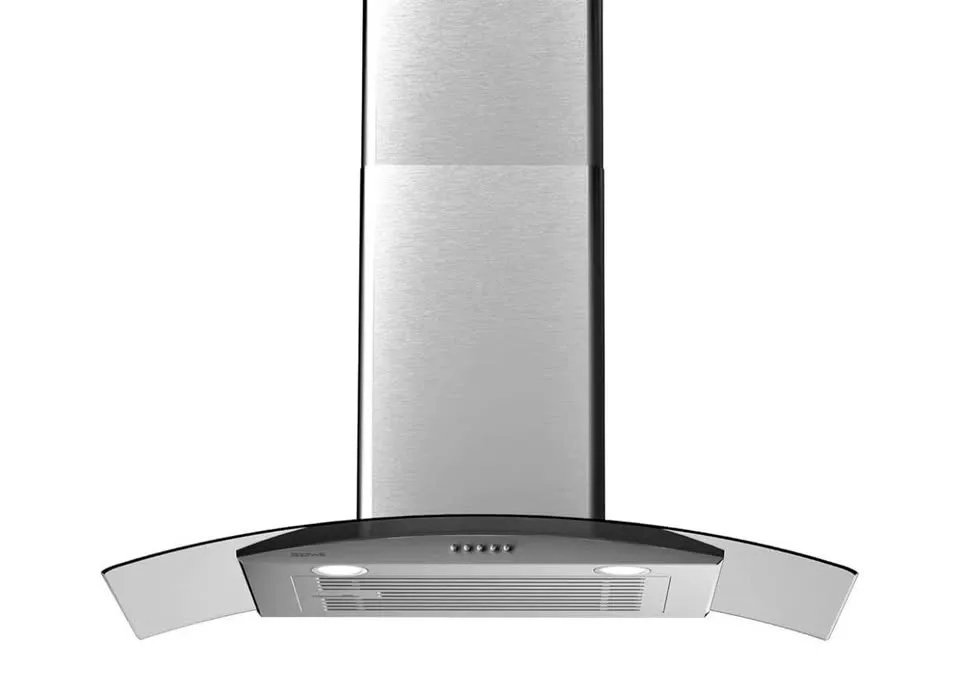 30” Curved Glass Range Hood – 450 CFM, Stainless Steel, LED