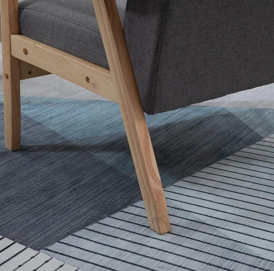 Modern Grey Accent Chair – Wide Seat, Wood Frame image indicator(6)