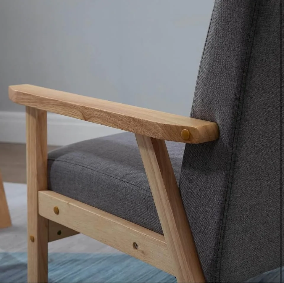 Modern Grey Accent Chair – Wide Seat, Wood Frame image indicator(7)