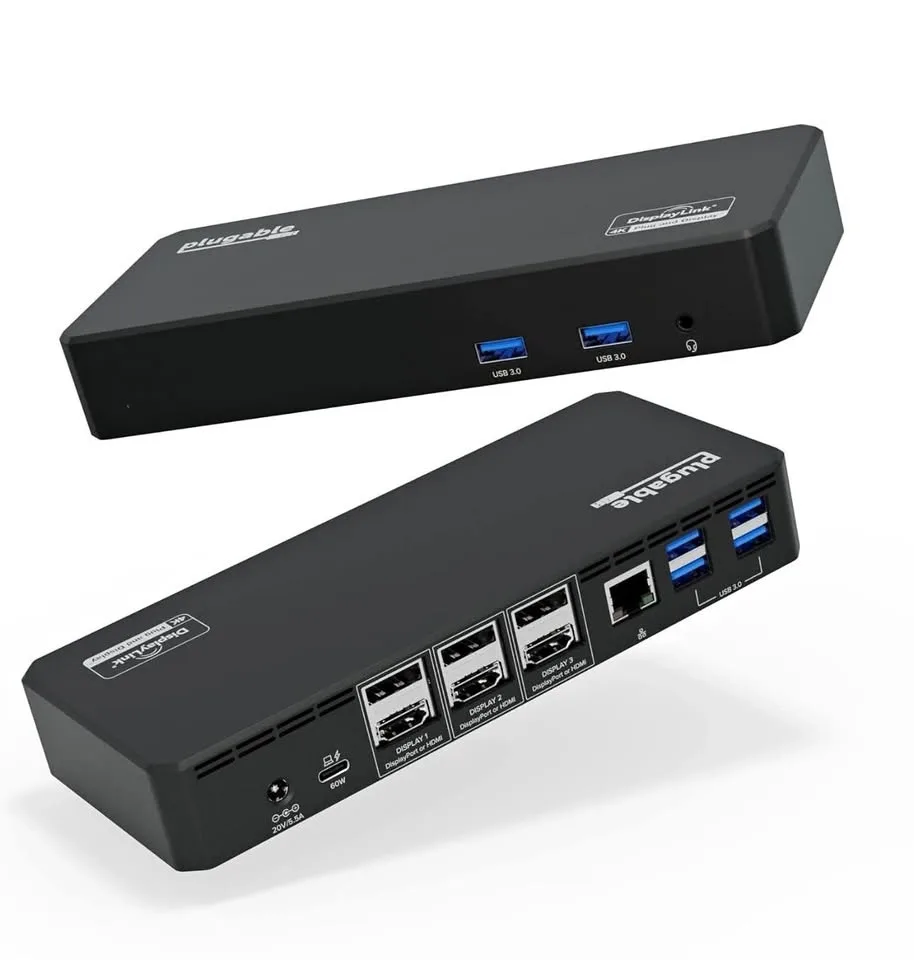 Plugable 12-in-1 USB-C Triple Monitor Docking Station (Open Box)