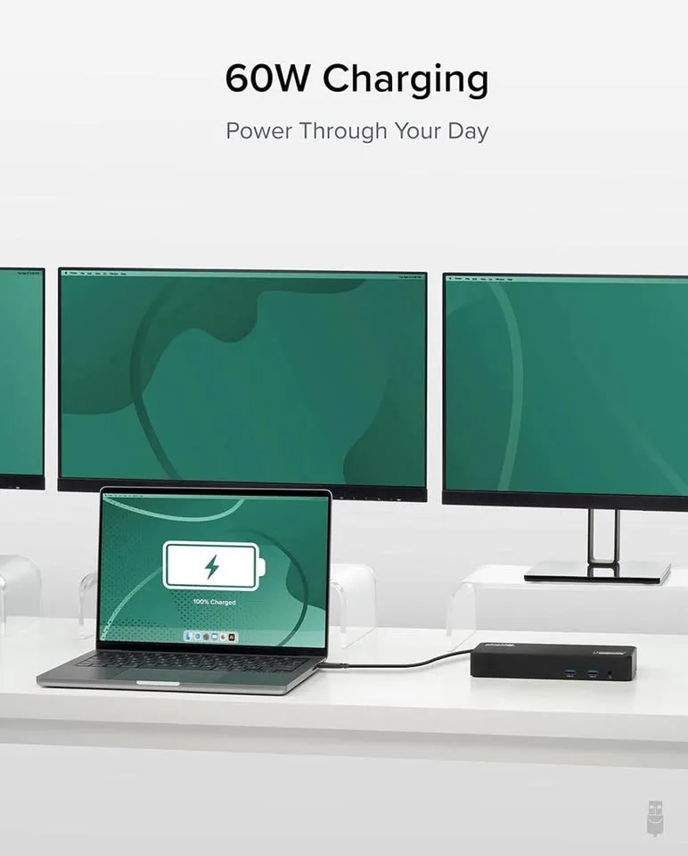 Plugable 12-in-1 USB-C Triple Monitor Docking Station (Open Box) image indicator(4)