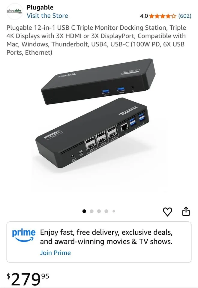 Plugable 12-in-1 USB-C Triple Monitor Docking Station (Open Box) image indicator(9)