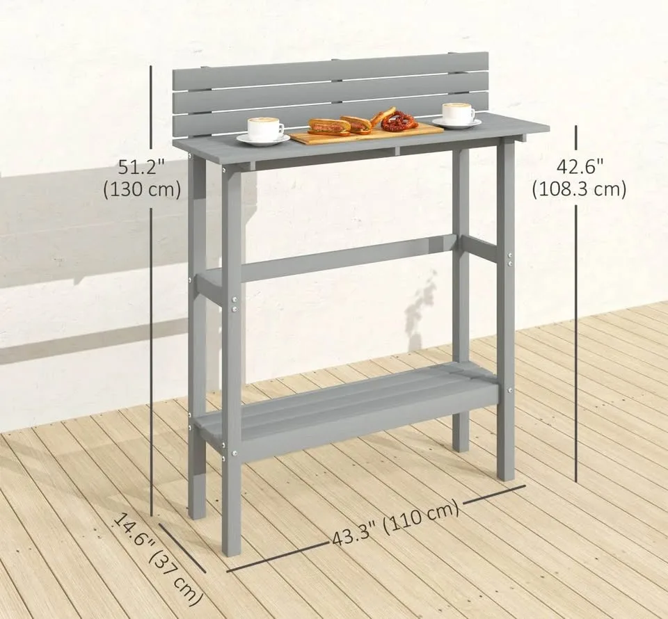 Brand New 110cm Outdoor Bar Table – Grey, Slatted Top image indicator(3)