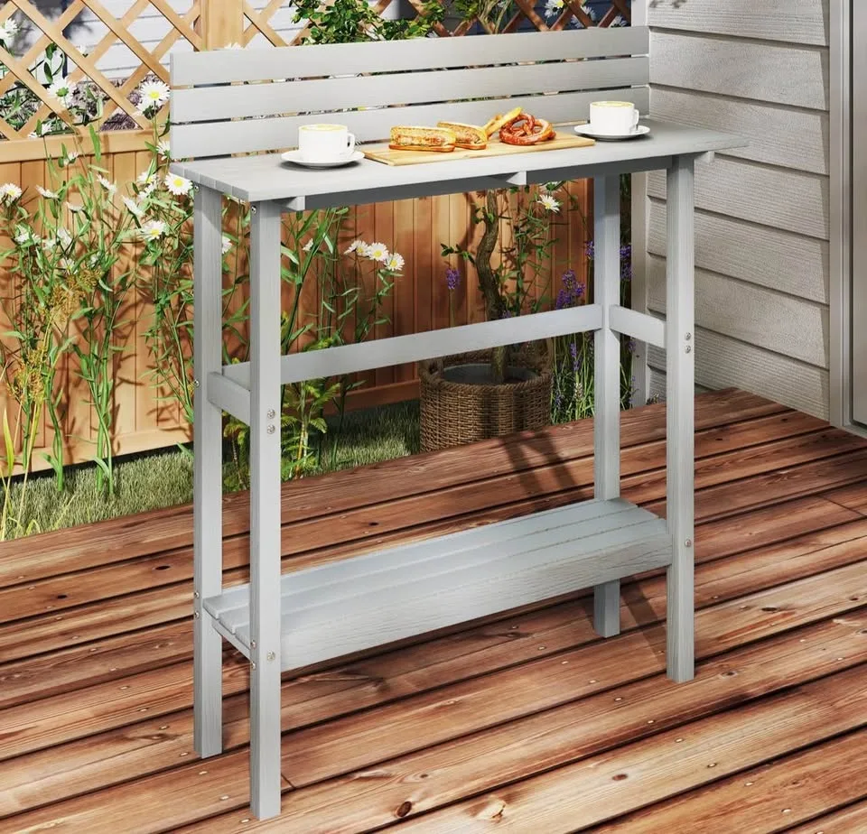 Brand New 110cm Outdoor Bar Table – Grey, Slatted Top image indicator(6)