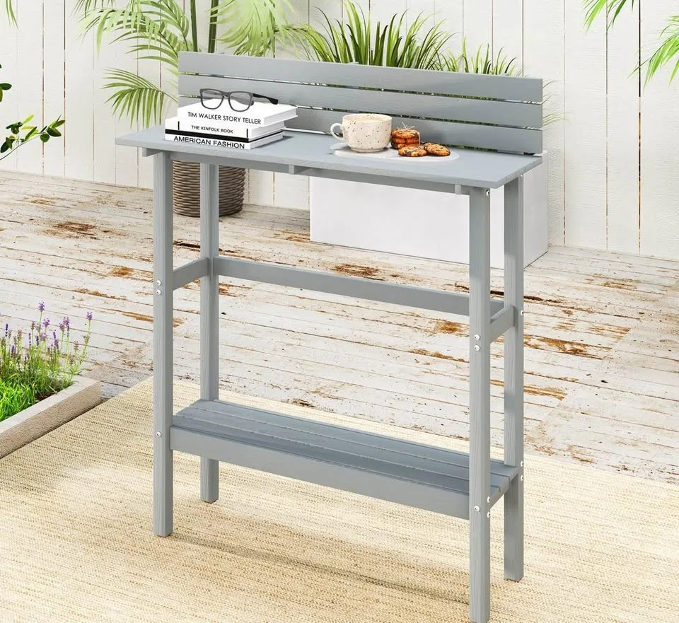 Brand New 110cm Outdoor Bar Table – Grey, Slatted Top image indicator(8)