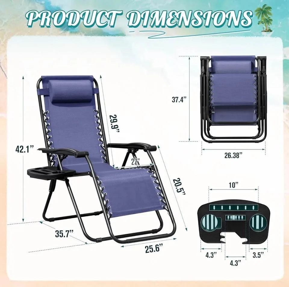 Homall Zero Gravity Reclining Lounge Chairs (Set of 2) – Blue, B image indicator(4)