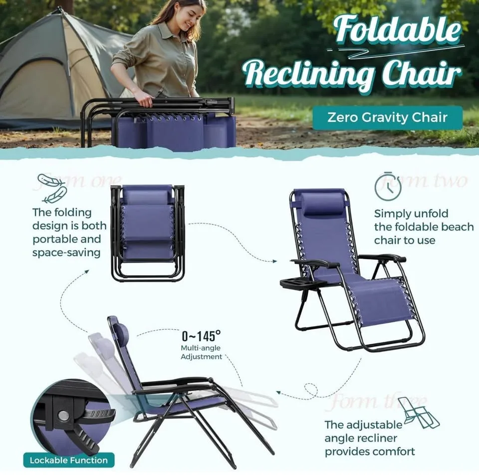 Homall Zero Gravity Reclining Lounge Chairs (Set of 2) – Blue, B image indicator(7)