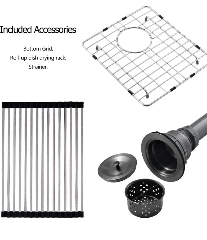 Luckyhorse 20” Matte Black Undermount Kitchen Sink image indicator(3)