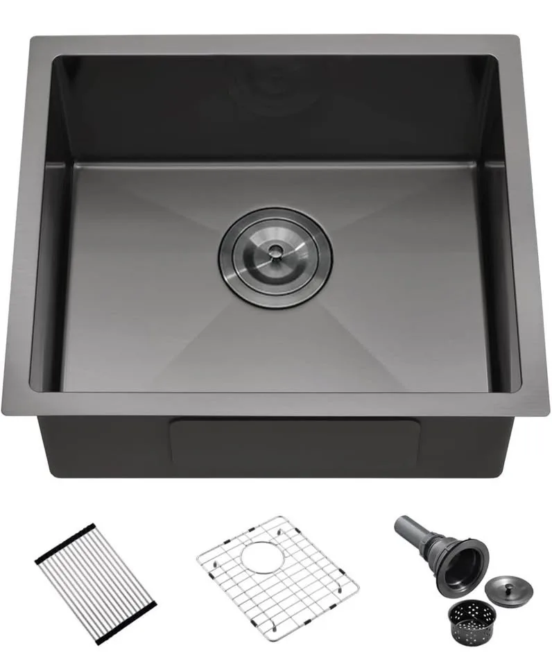 Luckyhorse 20” Matte Black Undermount Kitchen Sink image indicator(8)