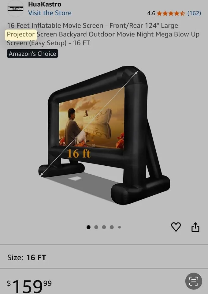 16 FT Inflatable Movie Screen – 124” Backyard Outdoor Projector image indicator(8)