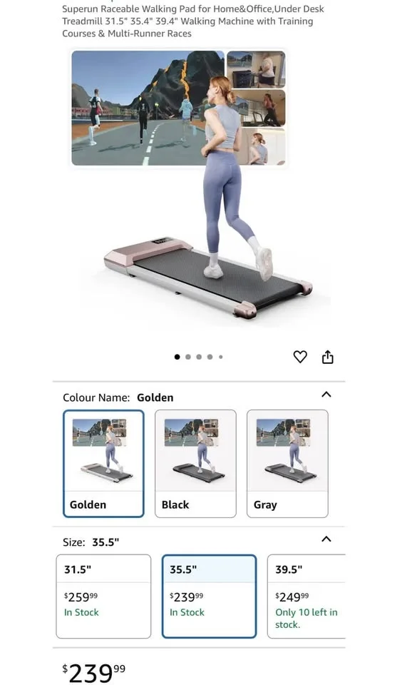 Superun Raceable Walking Pad – 35.5” Under Desk Treadmill image indicator(6)