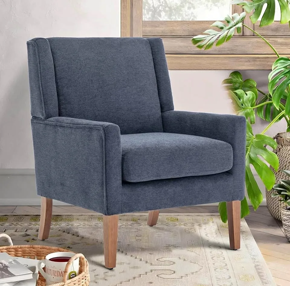 COLAMY Modern Wingback Accent Chair - Blue