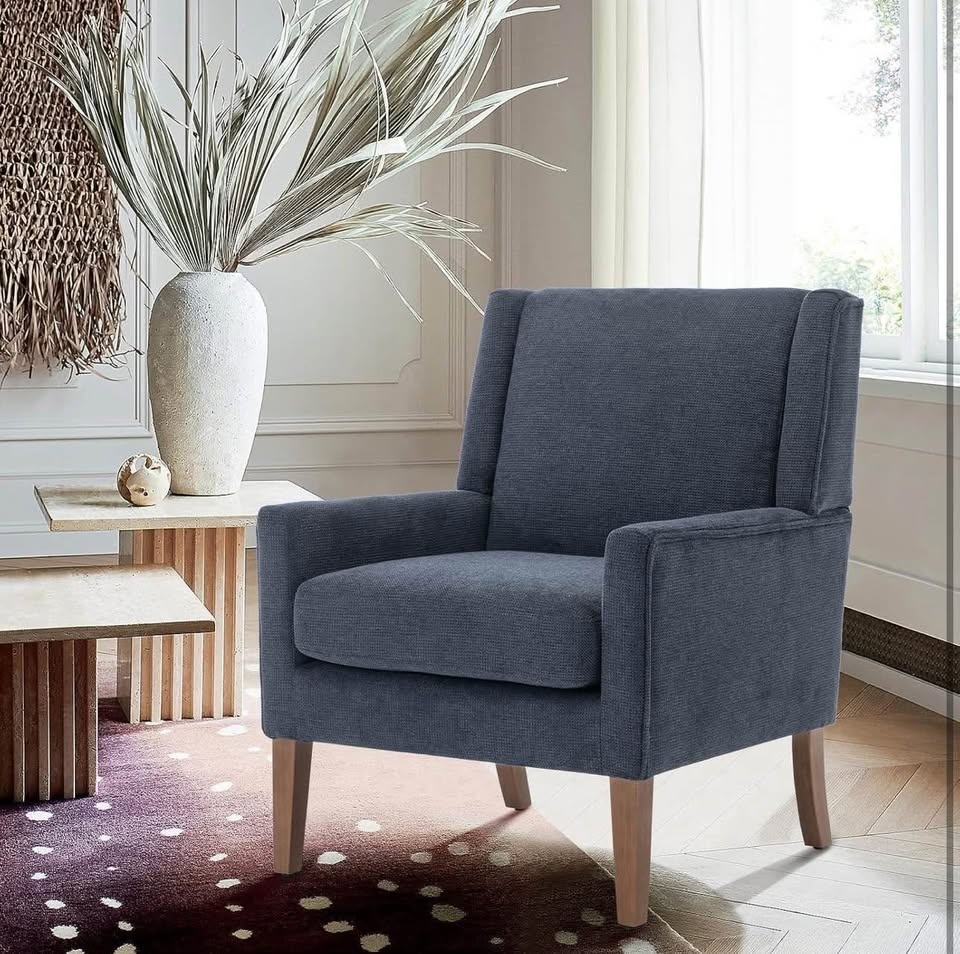 COLAMY Modern Wingback Accent Chair - Blue - photo 5