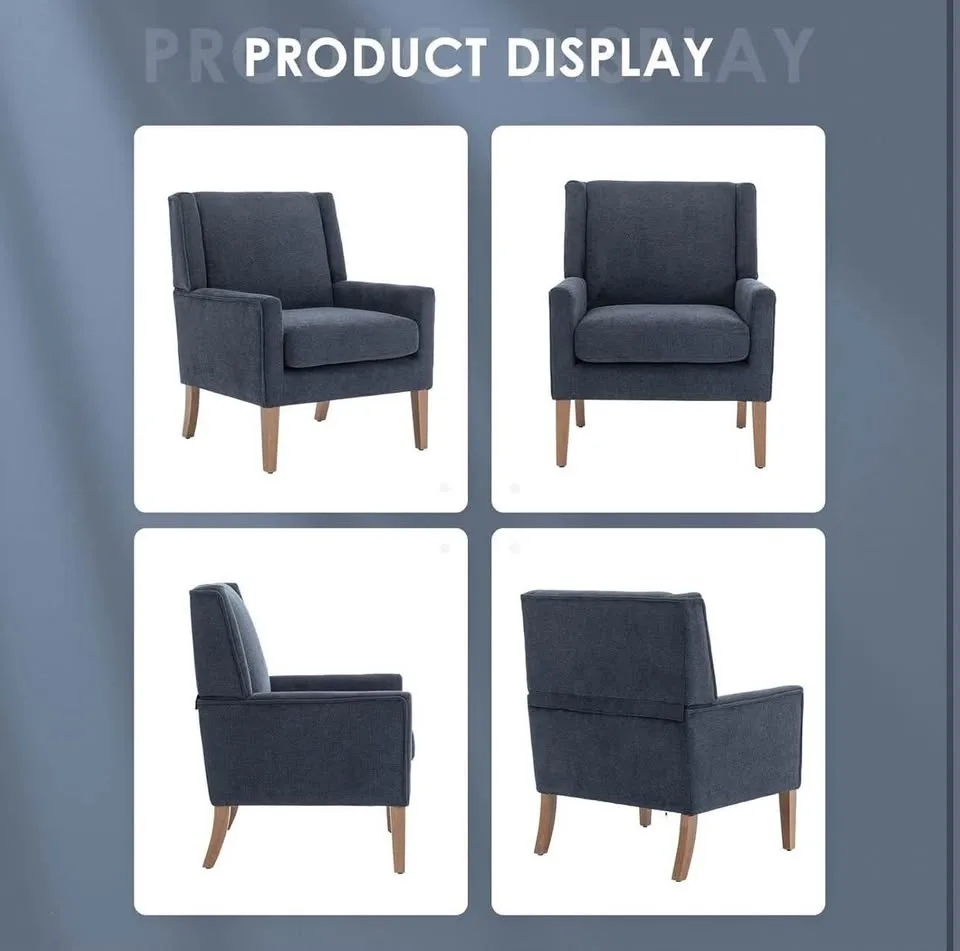 COLAMY Modern Wingback Accent Chair - Blue image indicator(7)
