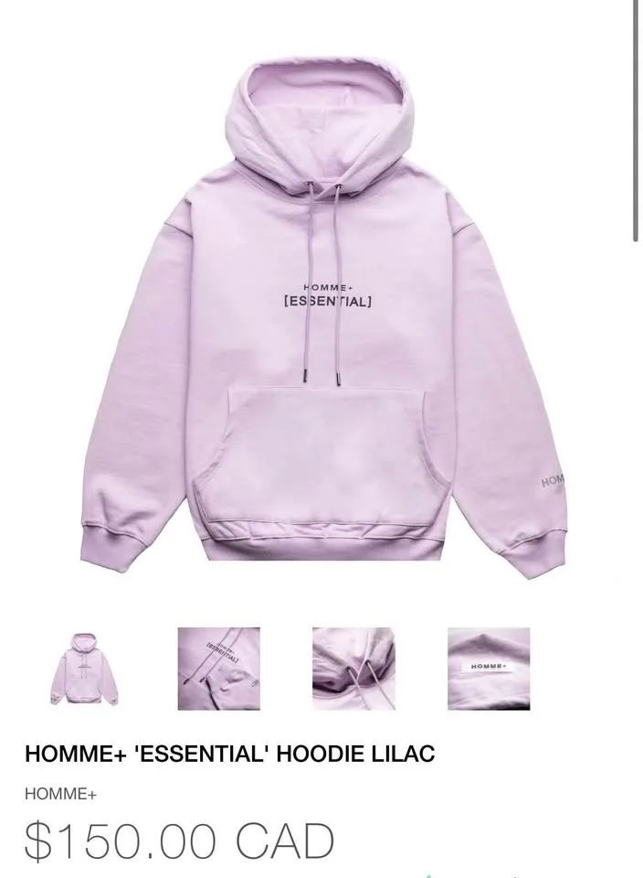 HOMME+ essential hoodie Lilac image indicator(2)