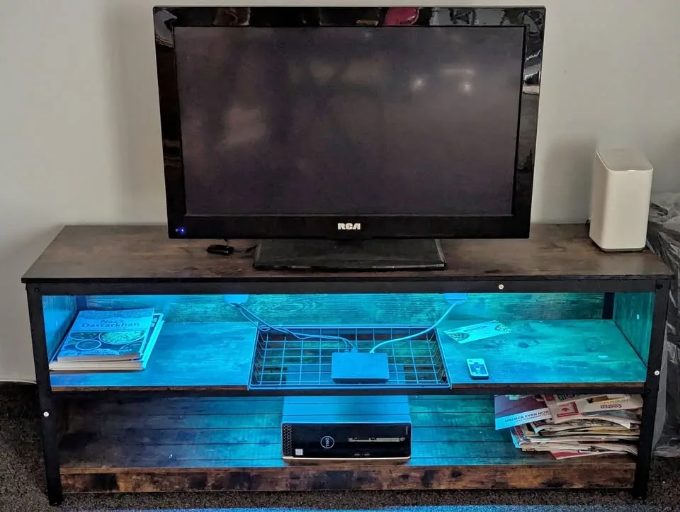 Bestier Gaming TV Stand with LED Light for TVs up to 60 Inch, En