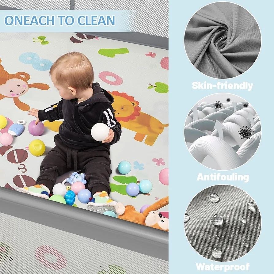 NEW Extra Large Baby Playpen 71×59inch PREMIUM Grey - photo 3