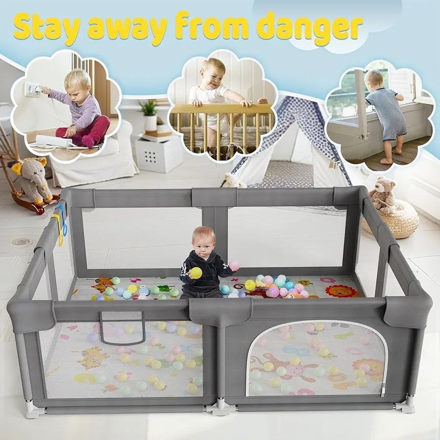 NEW Extra Large Baby Playpen 71×59inch PREMIUM Grey - photo 4