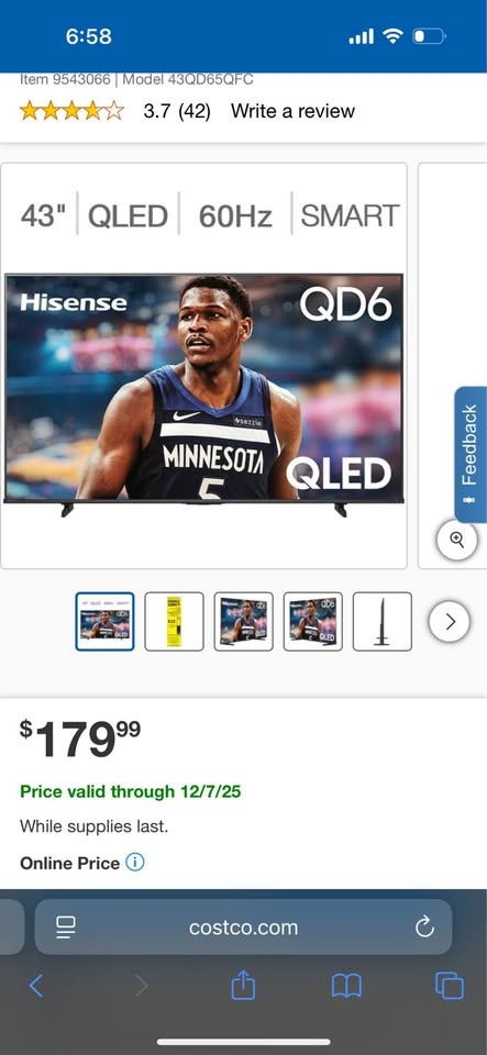 Must go ASAP Hisense 43" 4K QLED Smart TV (moving sale) - photo 2