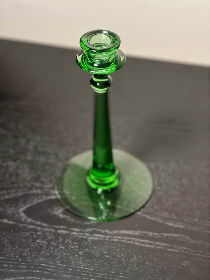 Uranium Glass Candlestick Candle Holder 9” Tall - photo 4