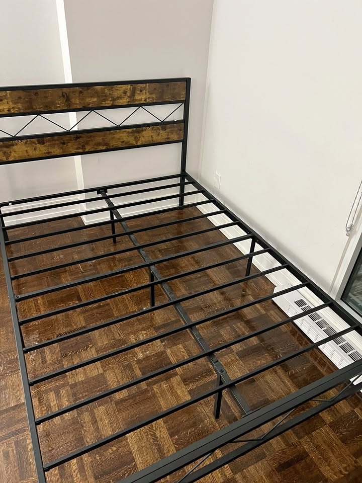 Metal bed frame with headboard- full/double size, black
