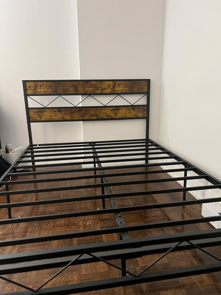 Metal bed frame with headboard- full/double size, black - photo 2