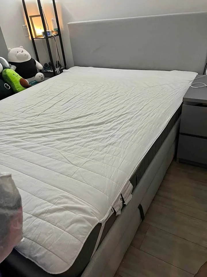 IKEA Gladstad queen bed frame with mattress, storage