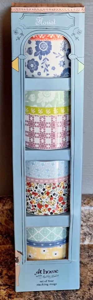 Four Floral Stacking Mugs