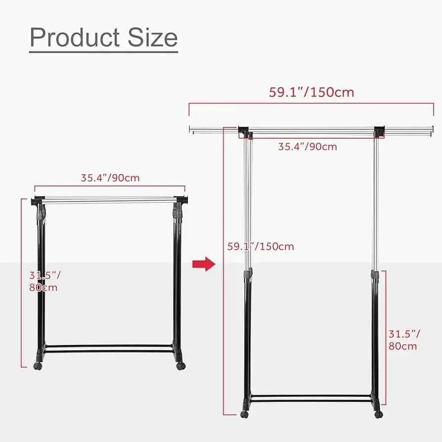 Expandable Double Rod Clothes Rack image indicator(2)
