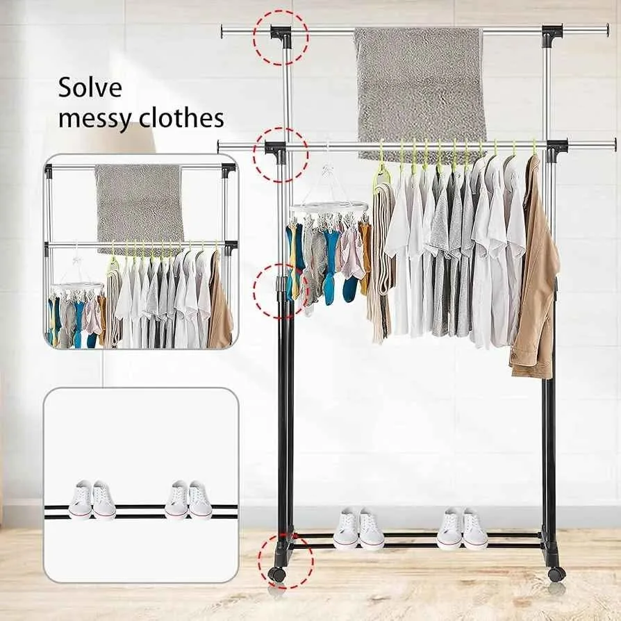 Expandable Double Rod Clothes Rack image indicator(6)