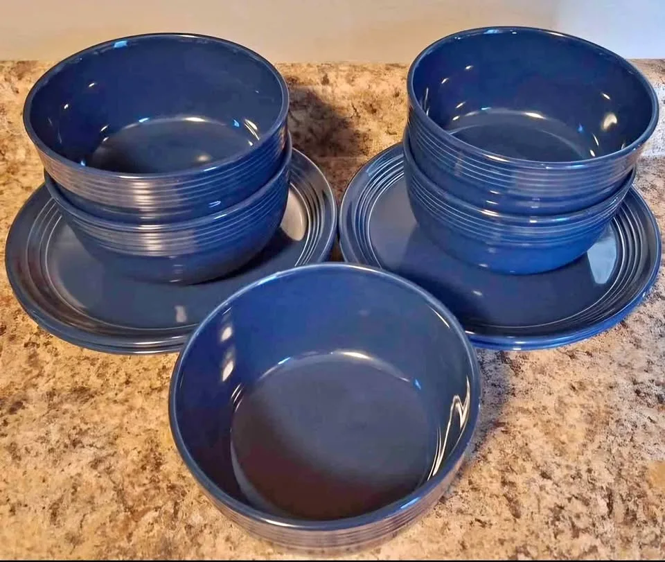 Mainstays Chiara Navy Blue Bowl & Salad Plates