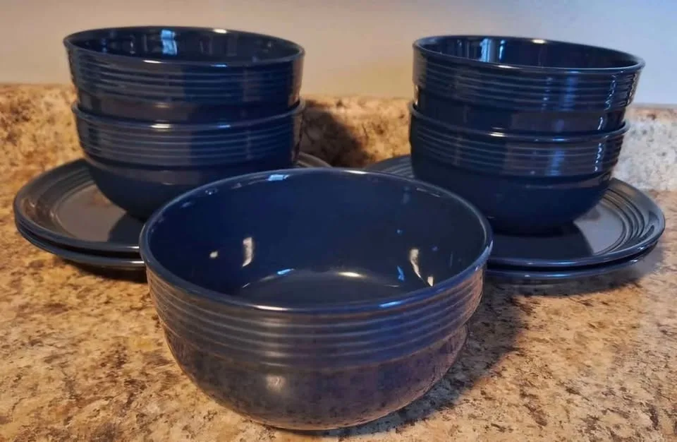 Mainstays Chiara Navy Blue Bowl & Salad Plates image indicator(2)
