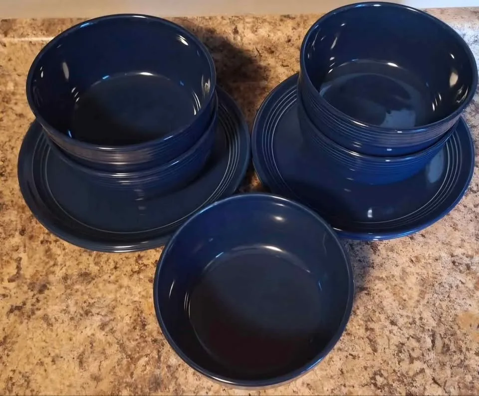 Mainstays Chiara Navy Blue Bowl & Salad Plates image indicator(3)