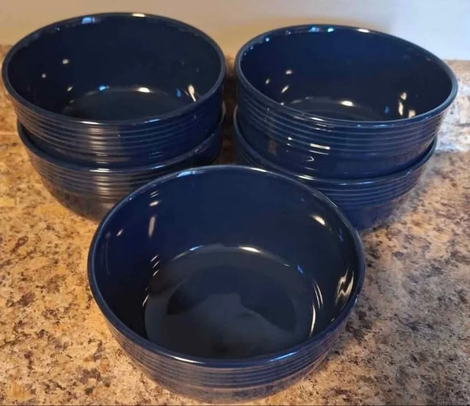 Mainstays Chiara Navy Blue Bowl & Salad Plates image indicator(4)