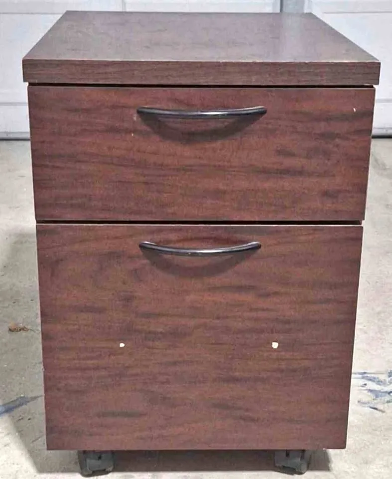Two Dark Brown Stackable Filing Cabinets
