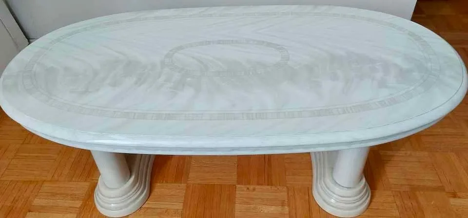 Three Piece Italian Marble White Coffee Table Set image indicator(4)