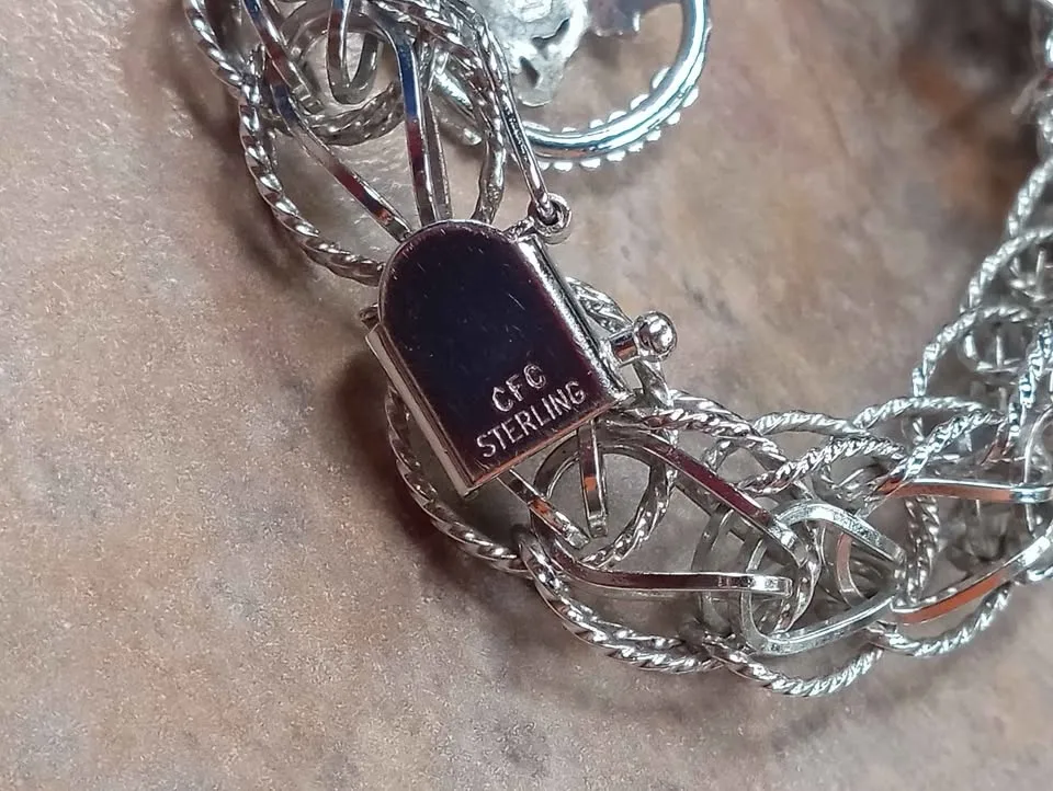 Vintage CFC Sterling Silver Charm Bracelet For Small Size Hands image indicator(6)