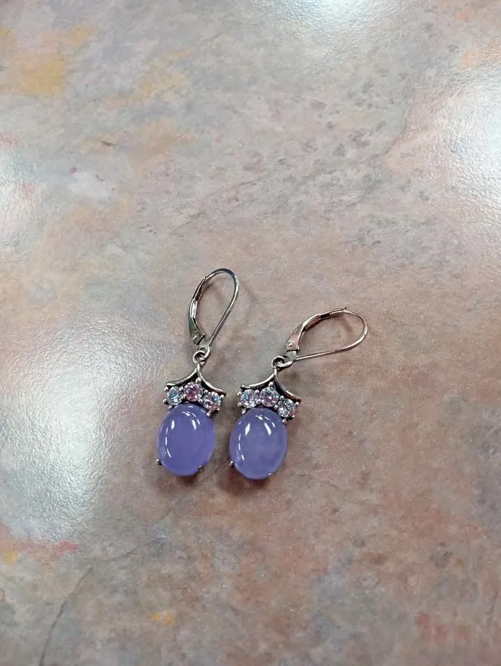 Vintage Earrings Sterling Silver 925 Purple Stone