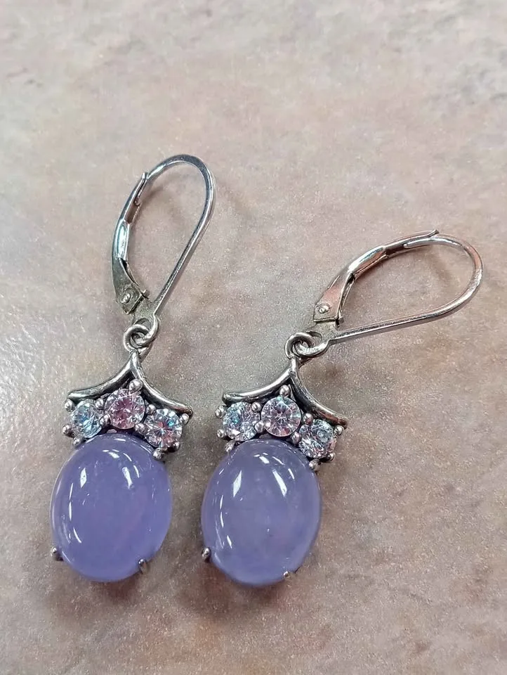 Vintage Earrings Sterling Silver 925 Purple Stone image indicator(2)