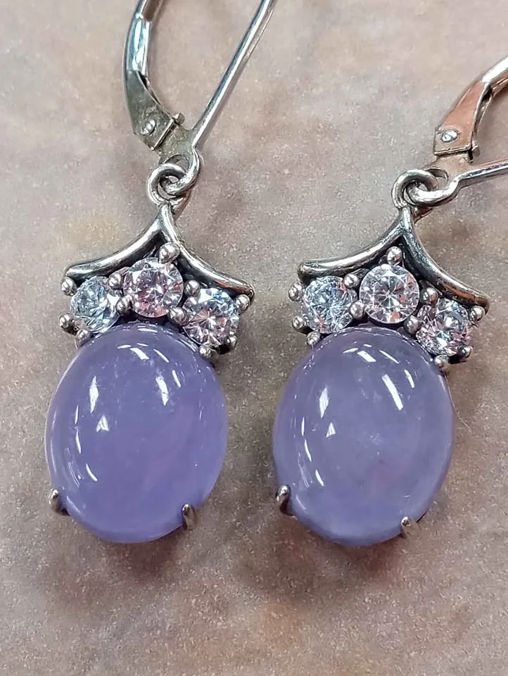 Vintage Earrings Sterling Silver 925 Purple Stone image indicator(3)