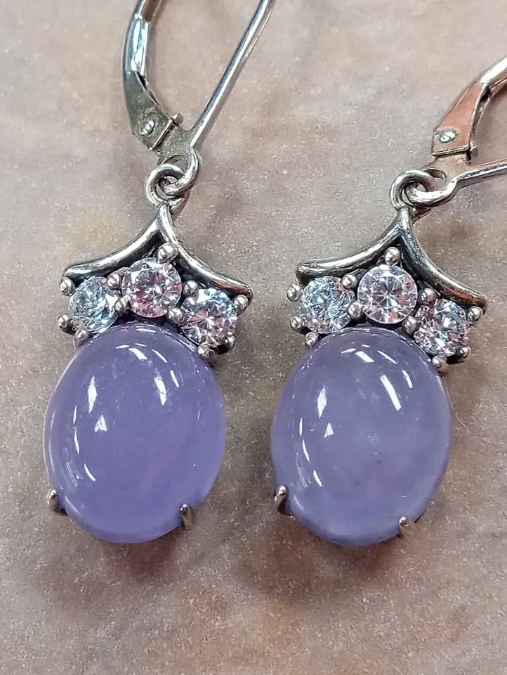 Vintage Earrings Sterling Silver 925 Purple Stone image indicator(4)