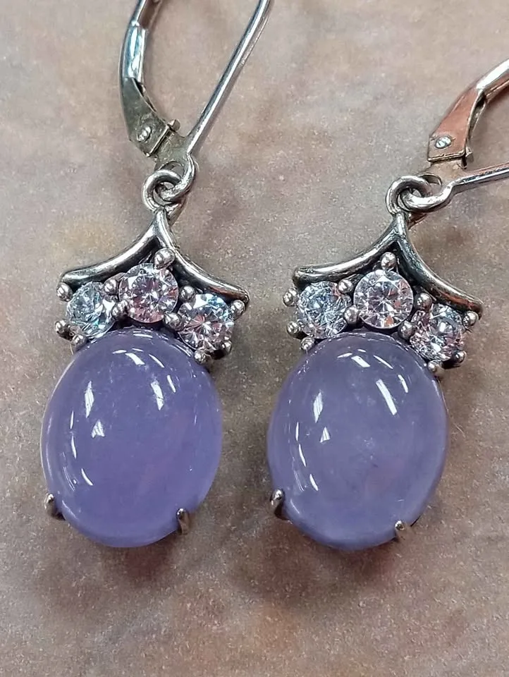 Vintage Earrings Sterling Silver 925 Purple Stone image indicator(5)