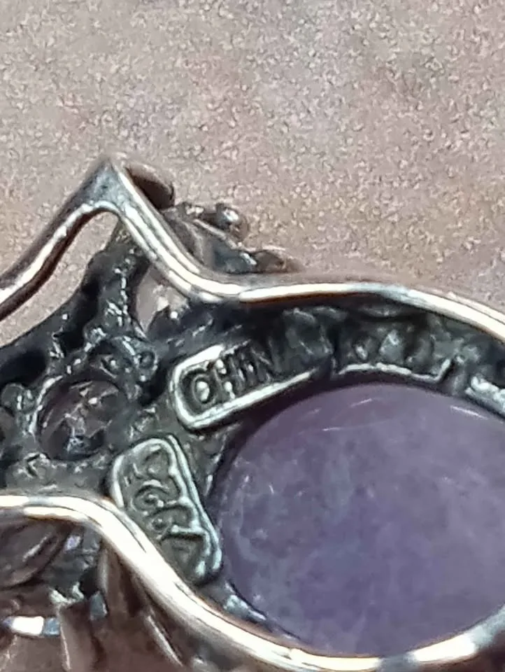 Vintage Earrings Sterling Silver 925 Purple Stone image indicator(9)