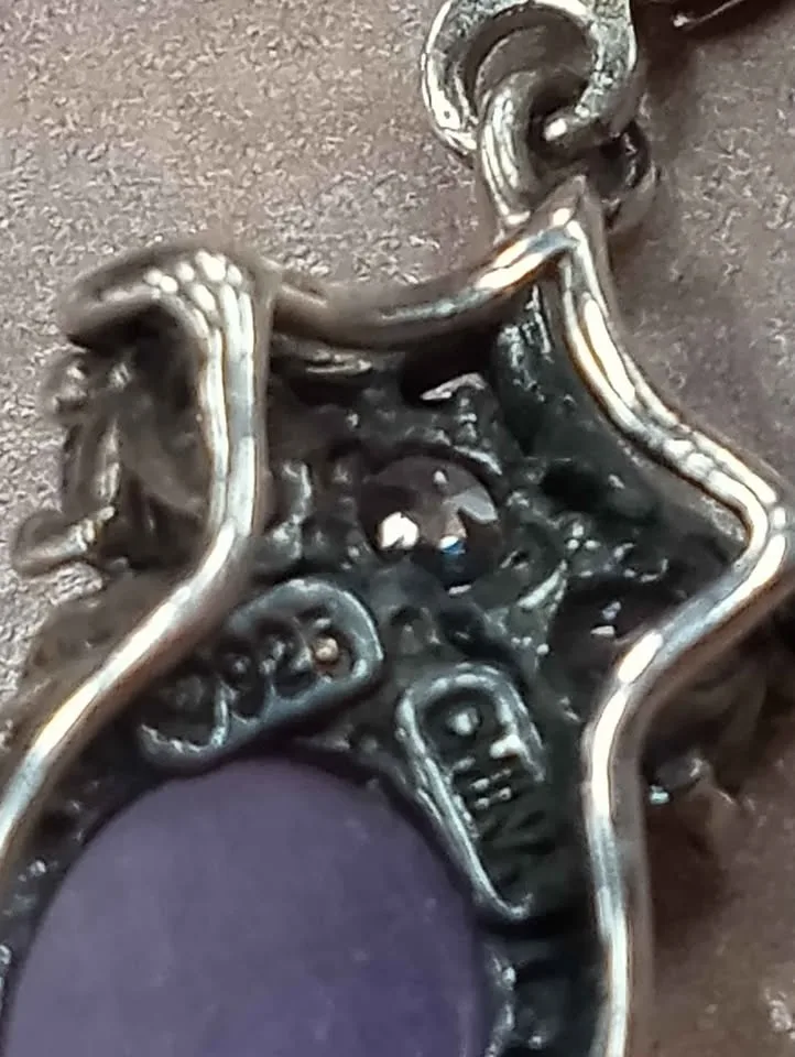 Vintage Earrings Sterling Silver 925 Purple Stone image indicator(10)