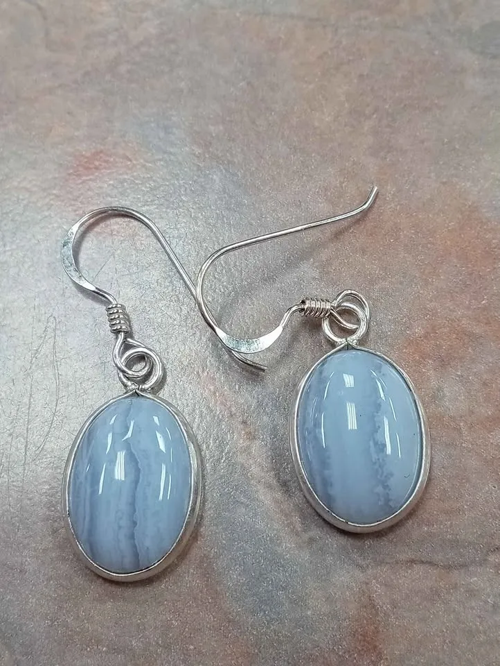 Agate Earrings Pierced Sterling Silver Elements 925 Marked image indicator(2)