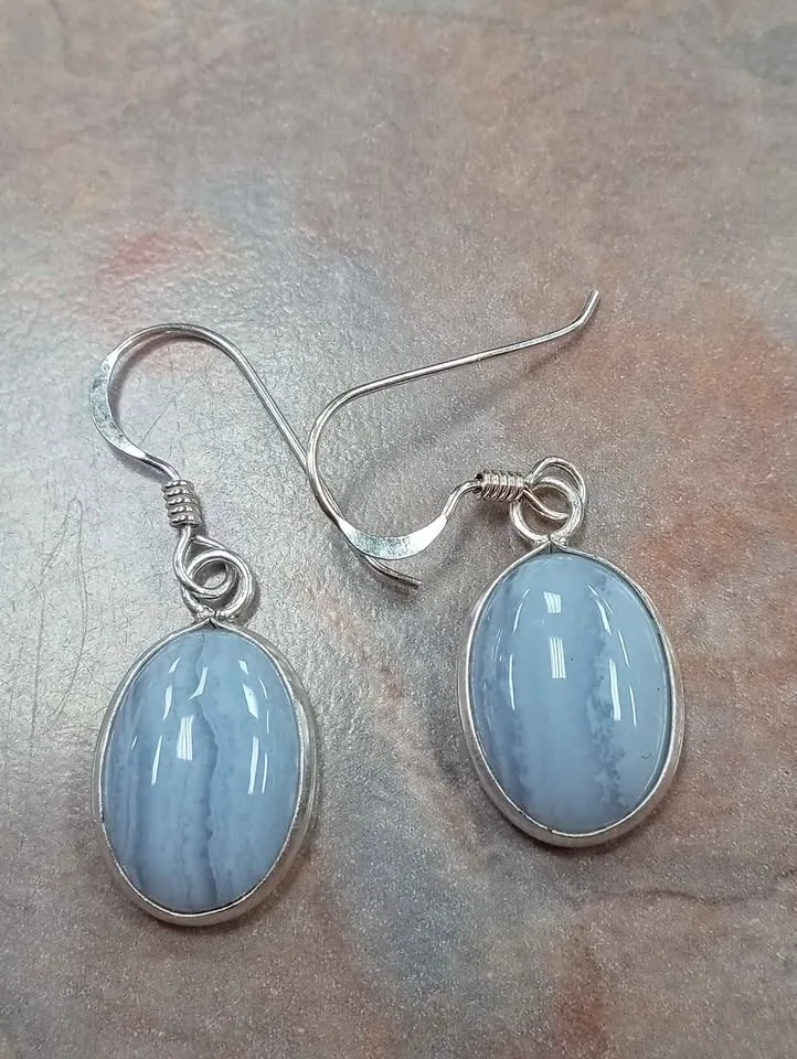 Agate Earrings Pierced Sterling Silver Elements 925 Marked image indicator(3)