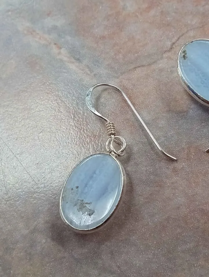 Agate Earrings Pierced Sterling Silver Elements 925 Marked image indicator(4)