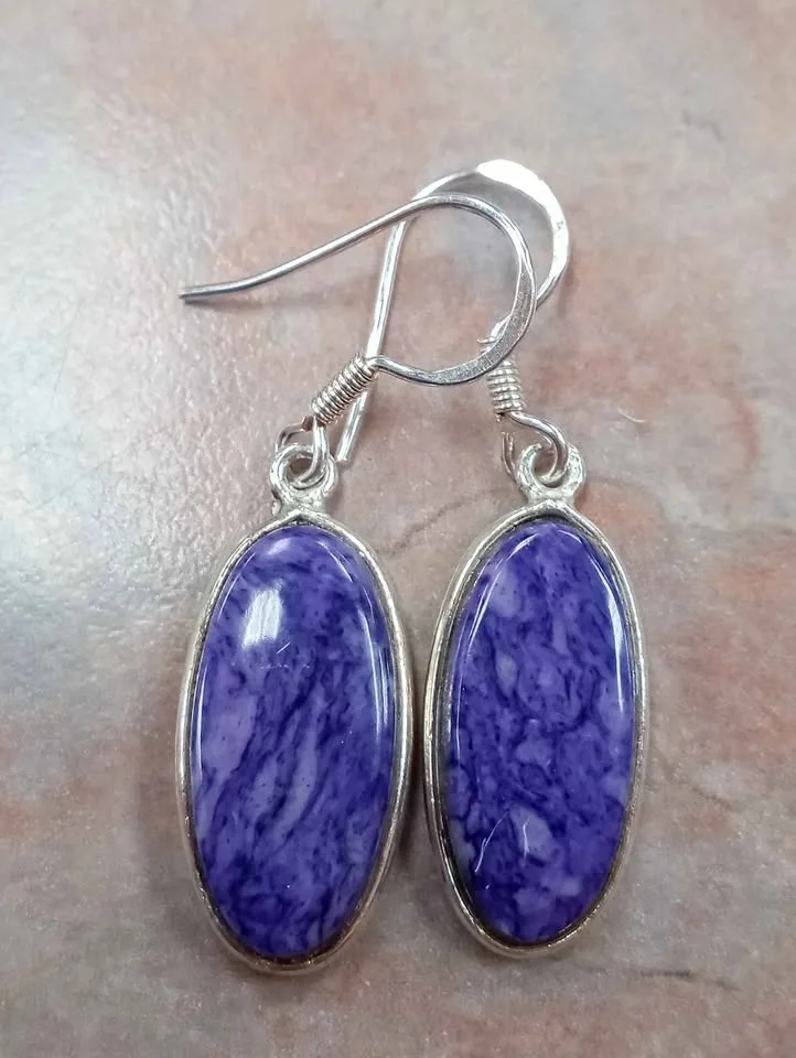Pair of Pierced Earrings Blue Stone Sterling Silver Marked 925 V image indicator(2)